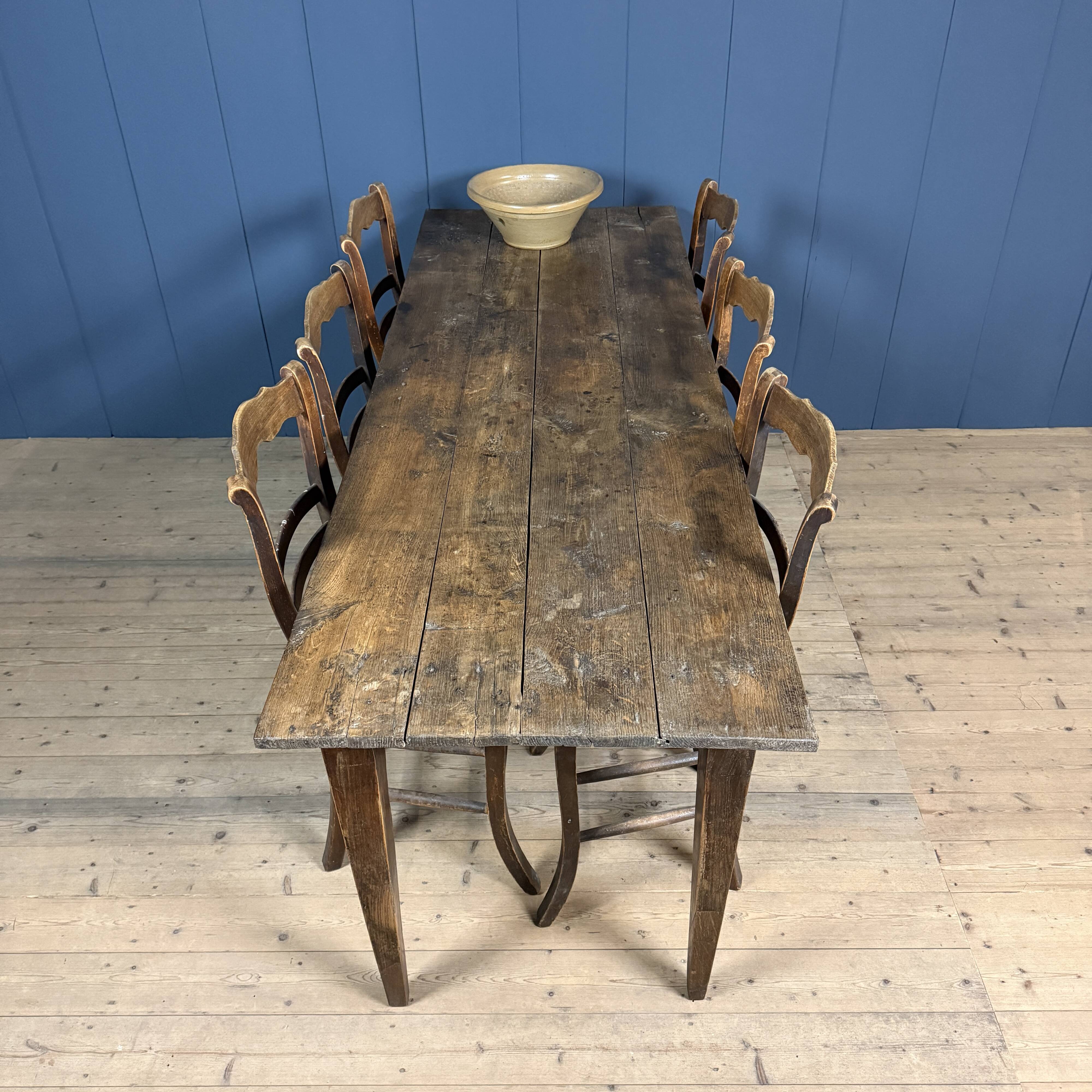 Rustic French oak farmhouse dining table