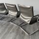 Ensemble de 6 chaises Uno en cuir gris sur piètement tubulaire chromé en porte-à-faux