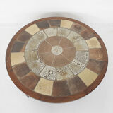 Tue Poulsen pour Haslev Møbelsnedkeri, table basse en pierre et chêne, Danemark années 1960