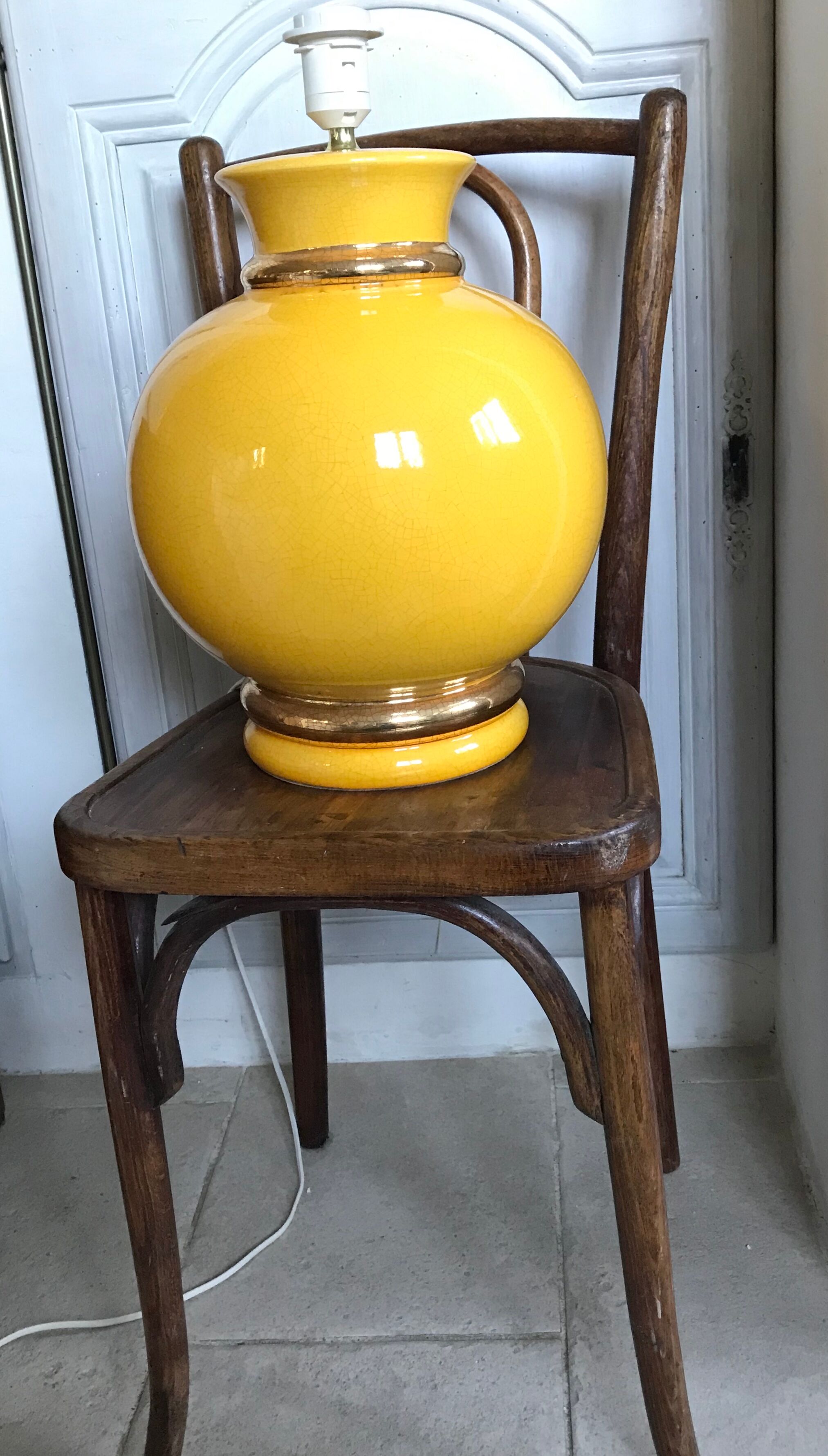 Vintage cracked ceramic lamp foot