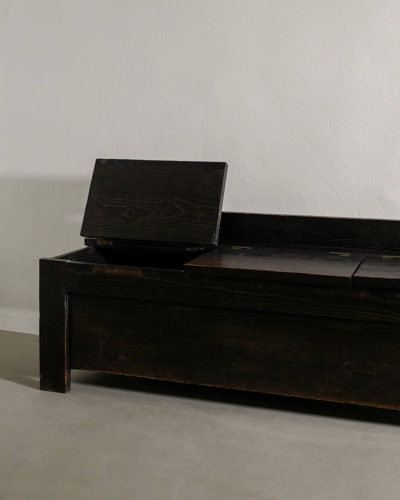 French Mid Century Black Wooden Ebonized Cabin Dining Set, 1950s