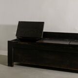 French Mid Century Black Wooden Ebonized Cabin Dining Set, 1950s