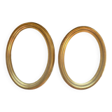 Set of 2 old oval gilded wood frames