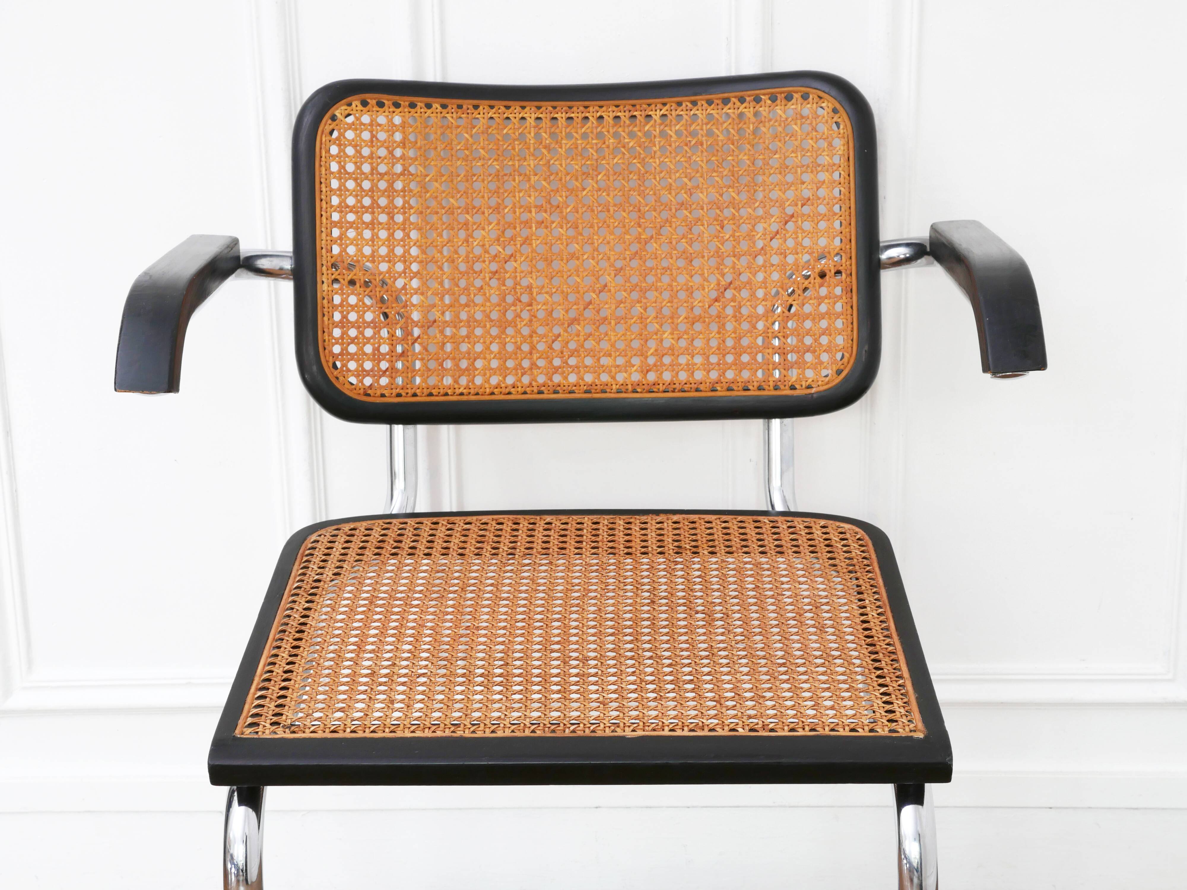 Fauteuil Cesca B64 Breuer Made in Italy - Cannage de l'assise refait