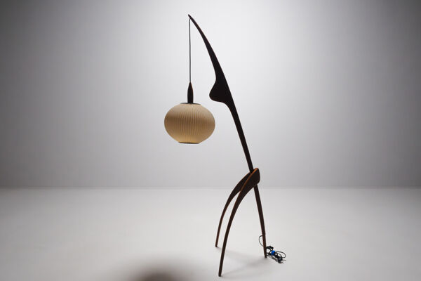 Lampe sur pied Mante religieuse par Rispal, France, années 1950