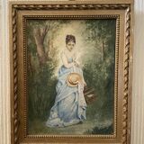 Young girl with doves painting 1860