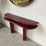 Red lacquered console and its mirror from the 80s