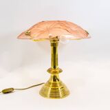 Lampe de table Dégué | Art Déco | Base en laiton lourd | millésime des années 1930