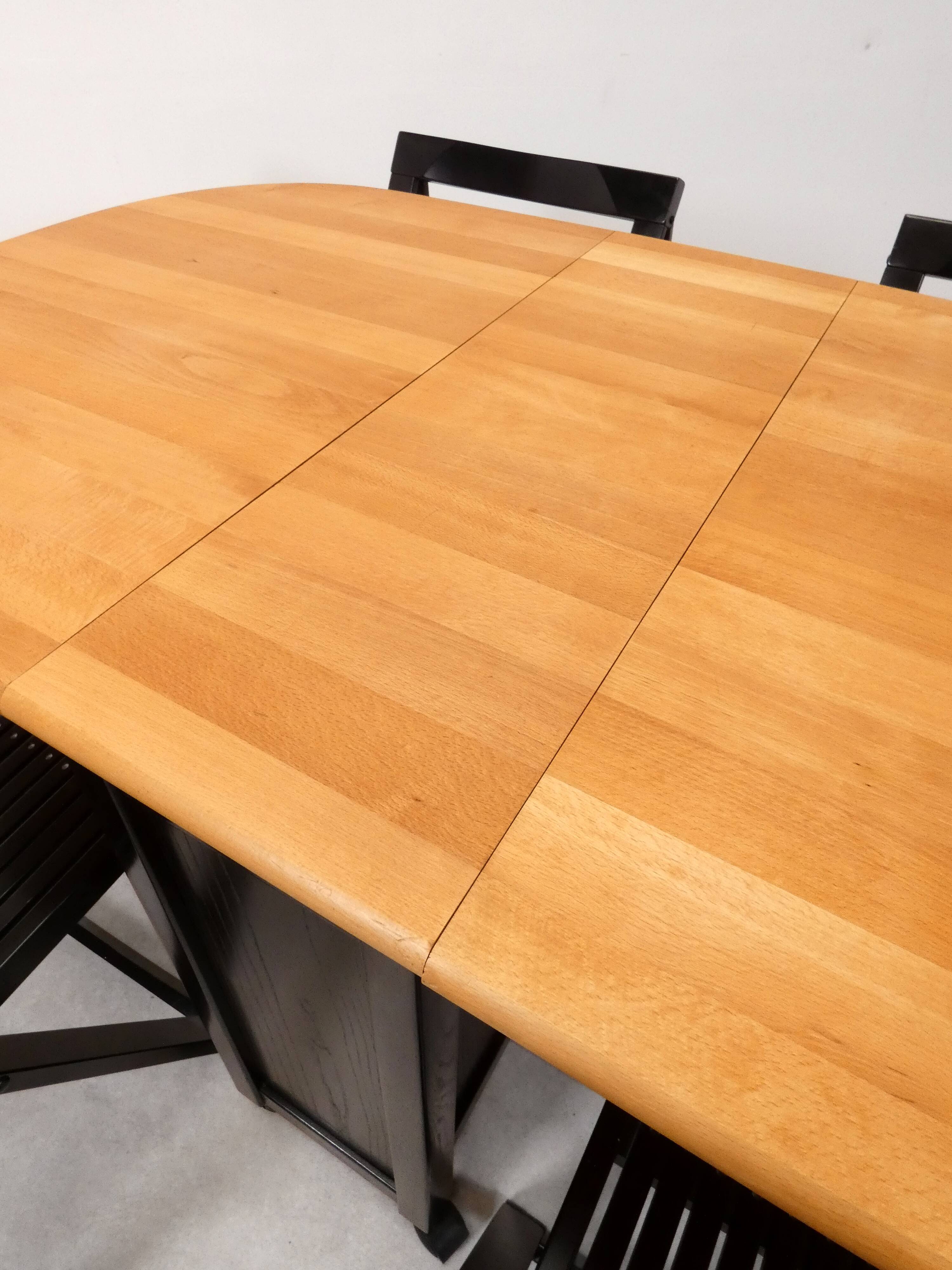 4 Trieste folding chairs with storrage table - Aldo Jacober for A. Bazzani