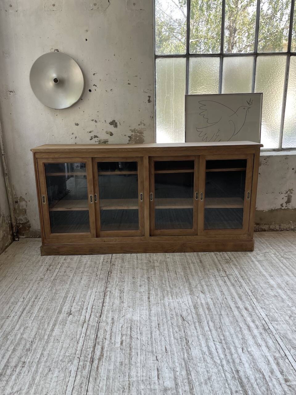 Oak sideboard with glass doors