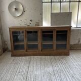 Enfilade meuble de métier chêne portes vitrées