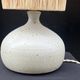 Vintage lamp base in beige-grey ceramic stoneware with raffia lampshade, 1970s