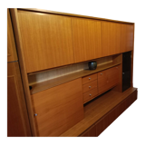 Vintage scandinavian living furniture sideboard with bar and glazed part
