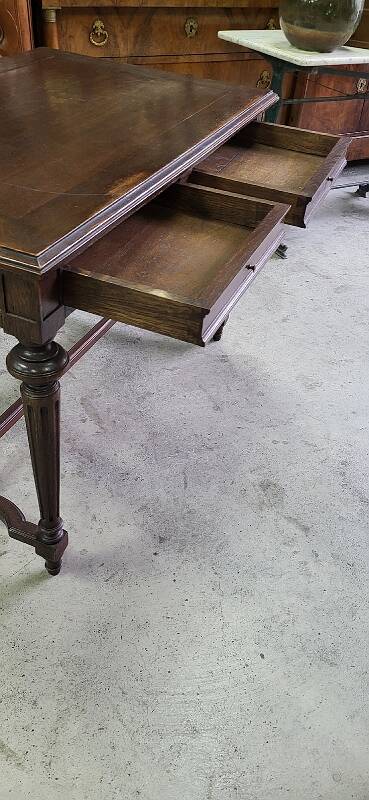 Table bureau 2 tiroirs en chene du xix ème siecle