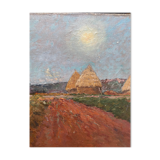 Table HST "Landscape at sunset with haystacks"