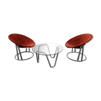 Table basse et chaises Set by E. Lusch for Lusch & Co.années 1960