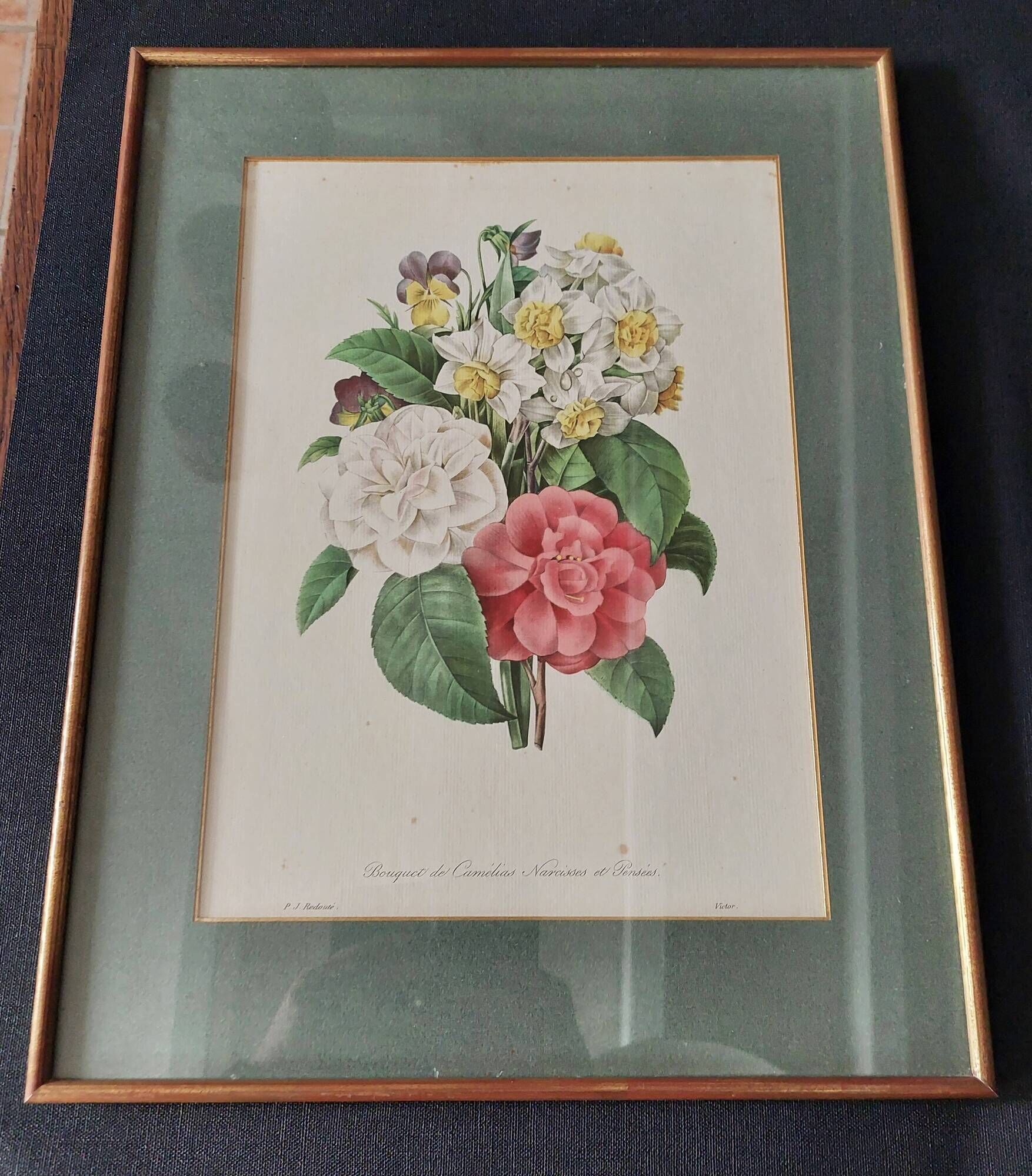 Engraving after Pierre Joseph Redouté engraved by Victor bouquet camellias