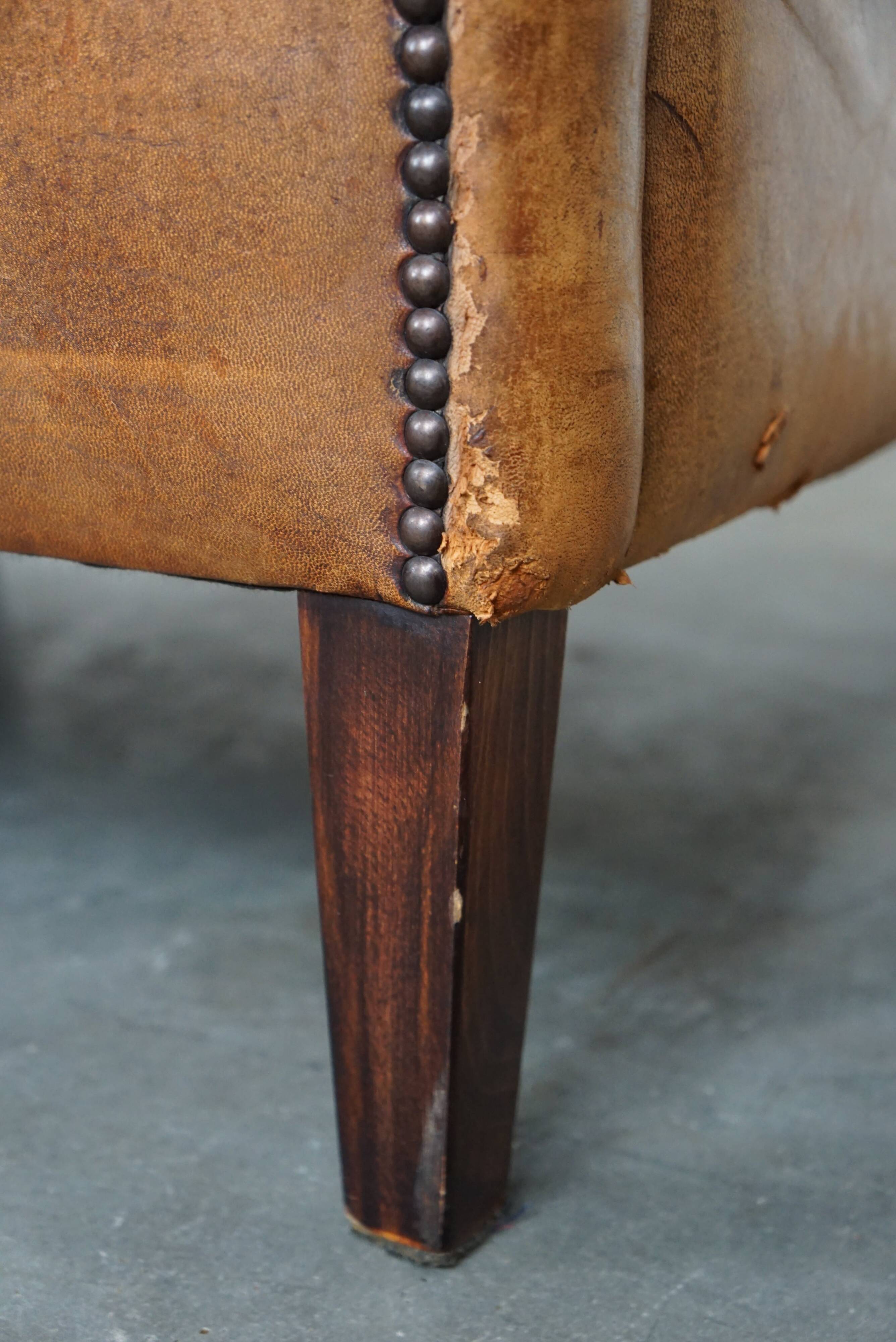 Set of two super rugged and very comfortable sheep leather armchairs