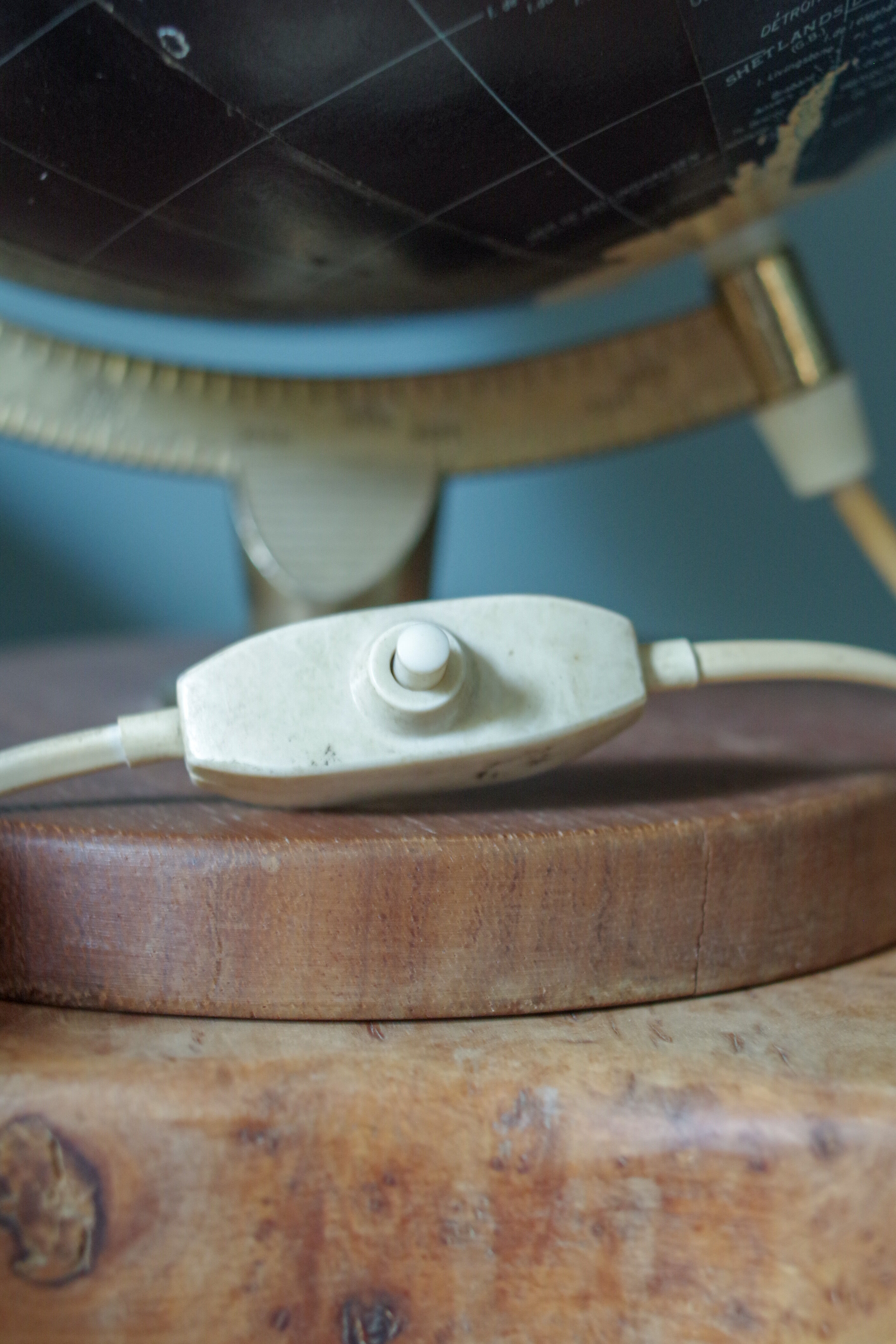 Black earth globe old wood base