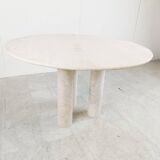 Round italian travertine dining table 1970s