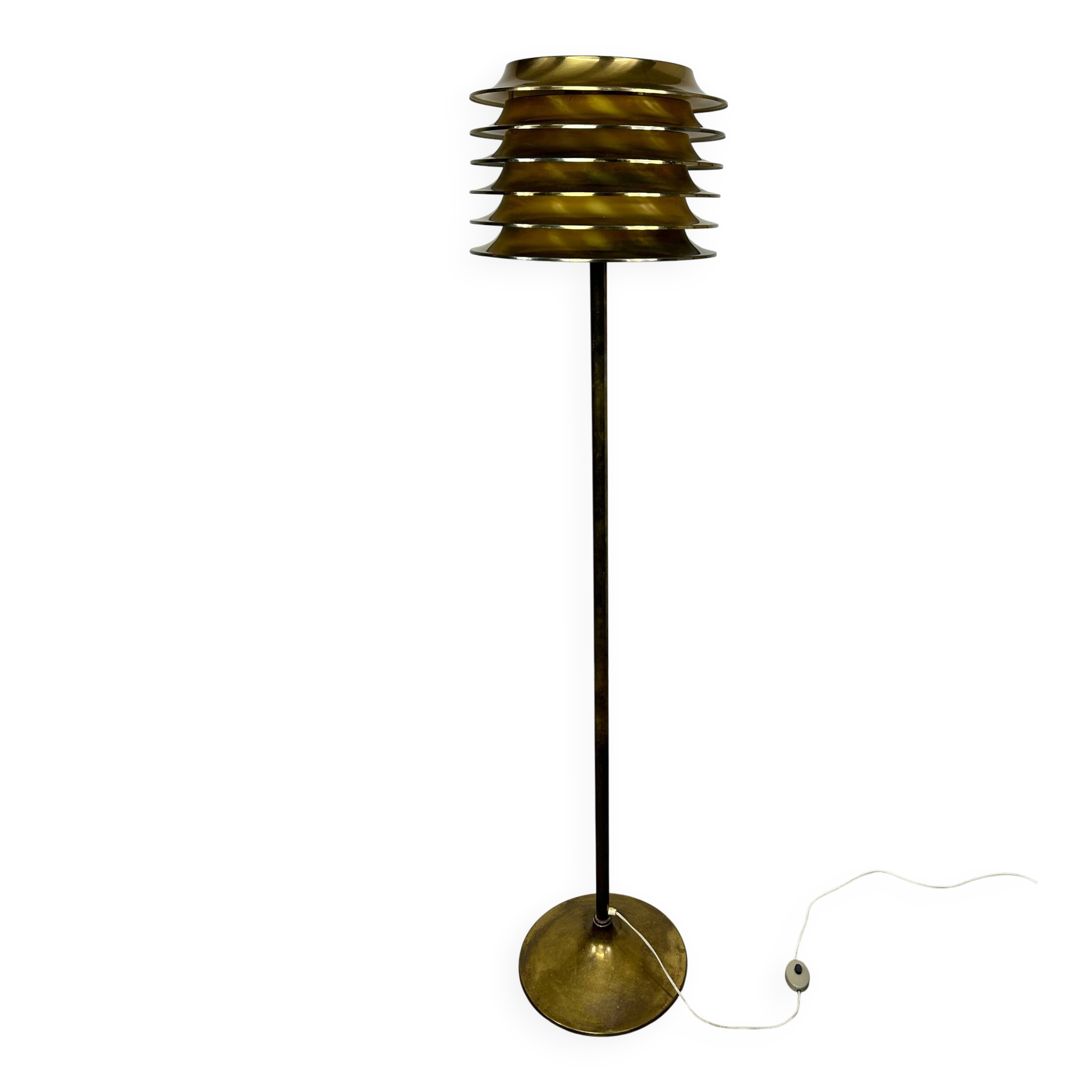 Brass floor lamp designed in the mid-century by Kari Ruokonen for Lynx Finland.