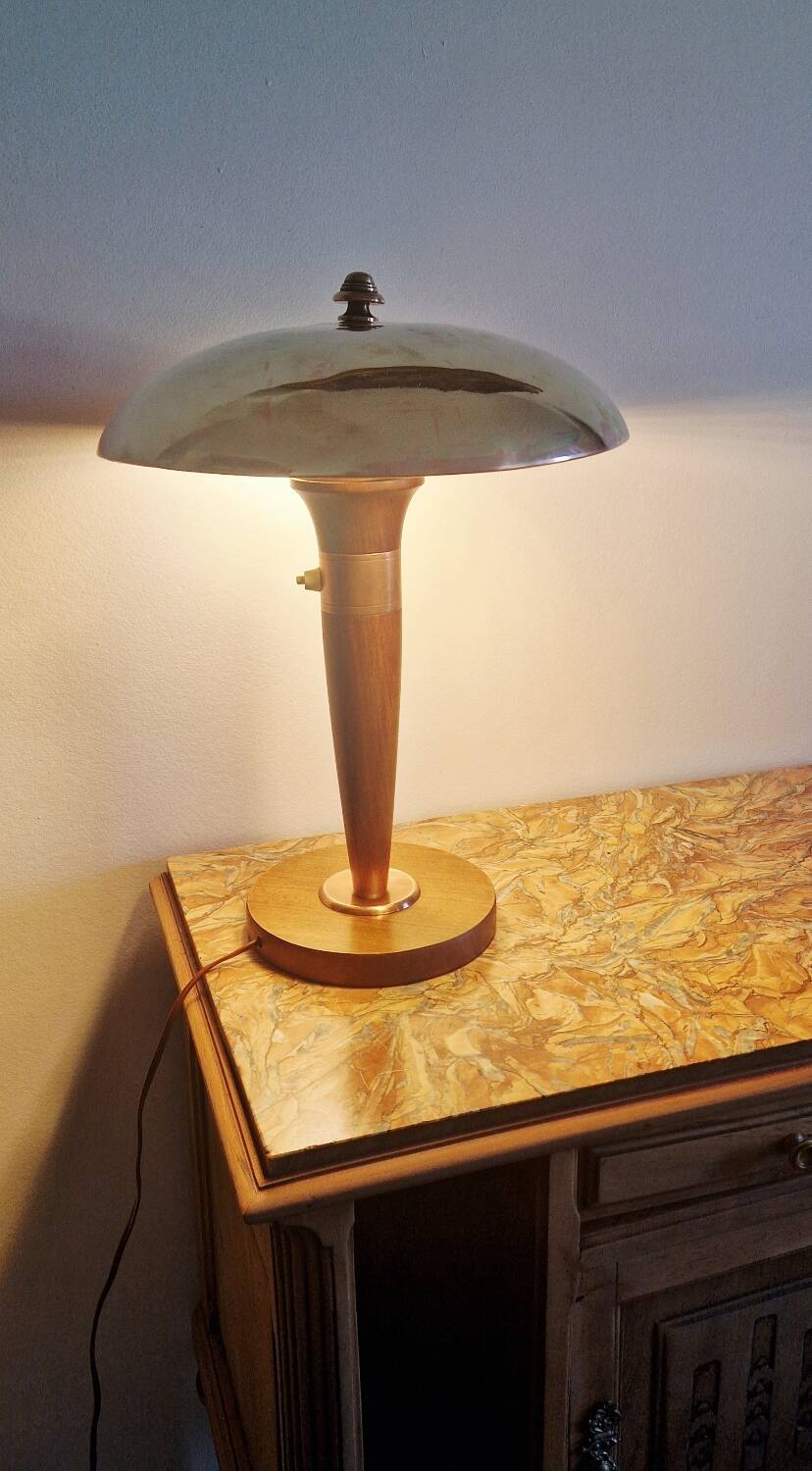 Art Deco style articulated lamp - Wood and brass - 1930s period