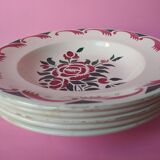 5 old soup plates from the French manufacturer LONGWY, Alsace model. Vintage.
