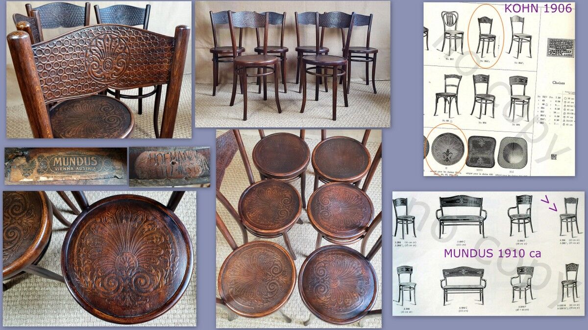 6 chairs bistro Hofmann model Kohn 254 1/2 early twentieth century