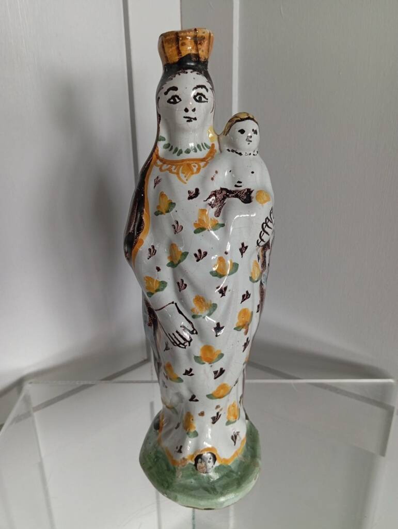 Virgin and Child in polychrome earthenware, 18th century, Nevers