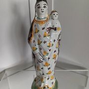 Virgin and Child in polychrome earthenware, 18th century, Nevers