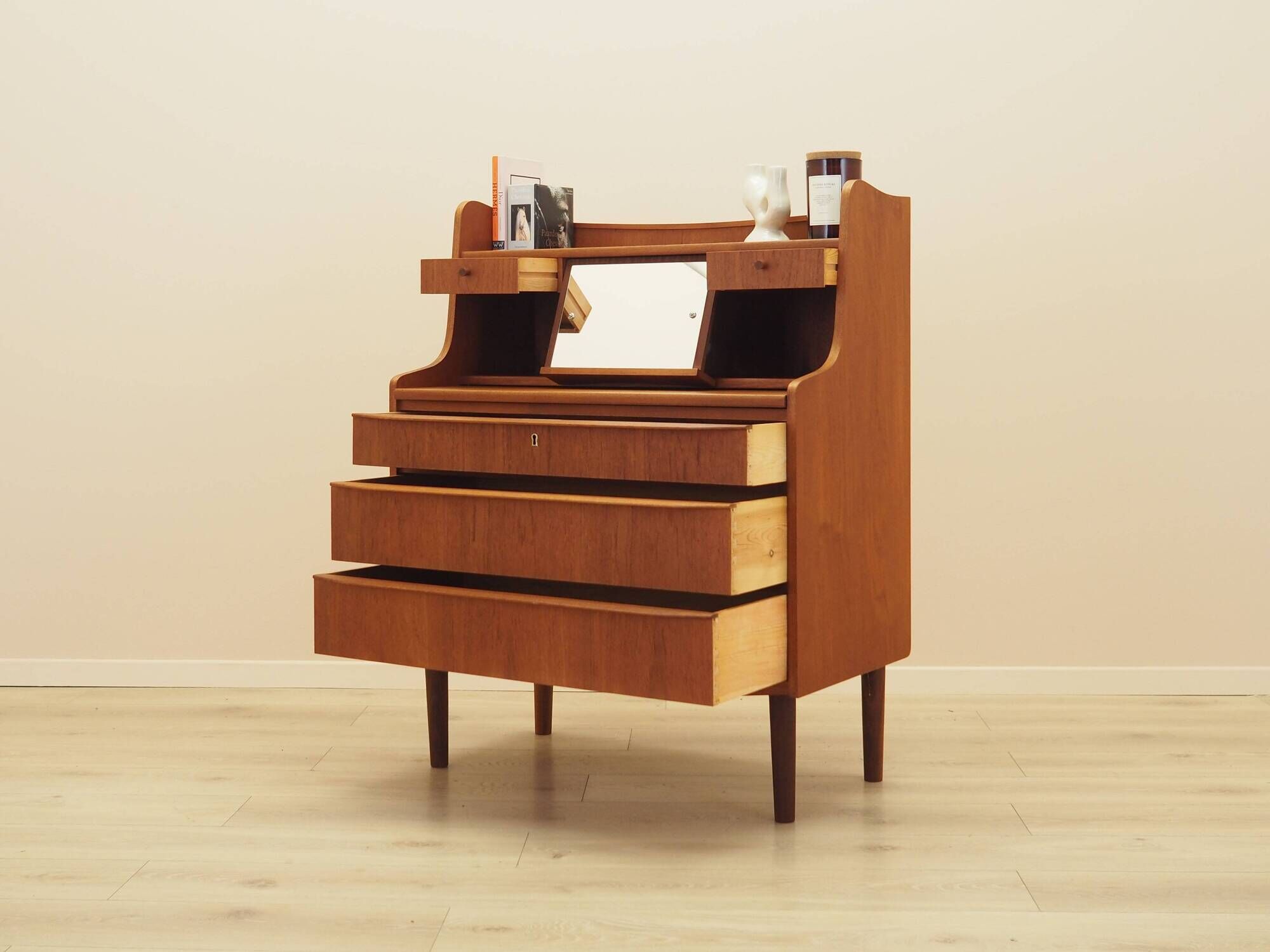 Danish Teak Secretary Desk with Hutch, 1970s