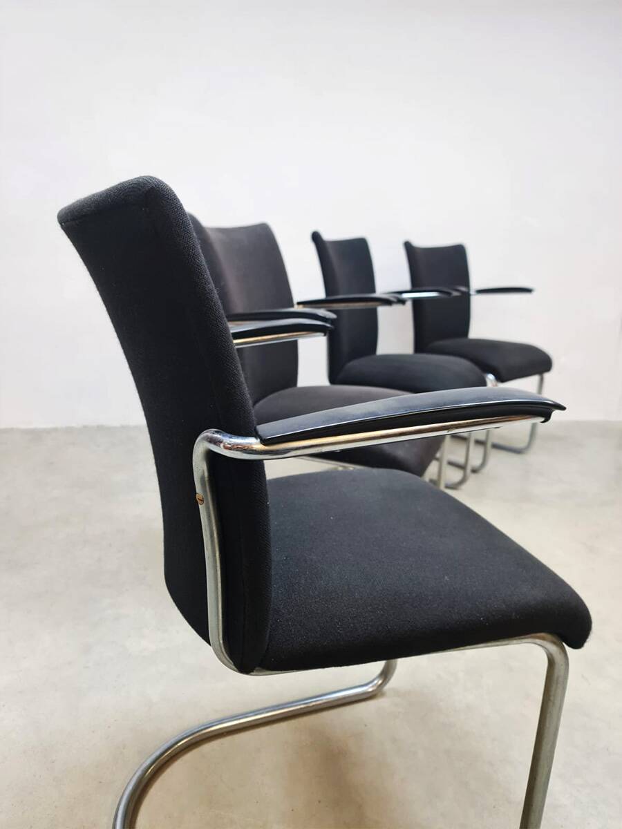 Vintage Dutch design de Wit dinner tubular armchairs