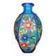 Octagonal ball vase in Longwy earthenware with floral decoration of cloisonné enamels