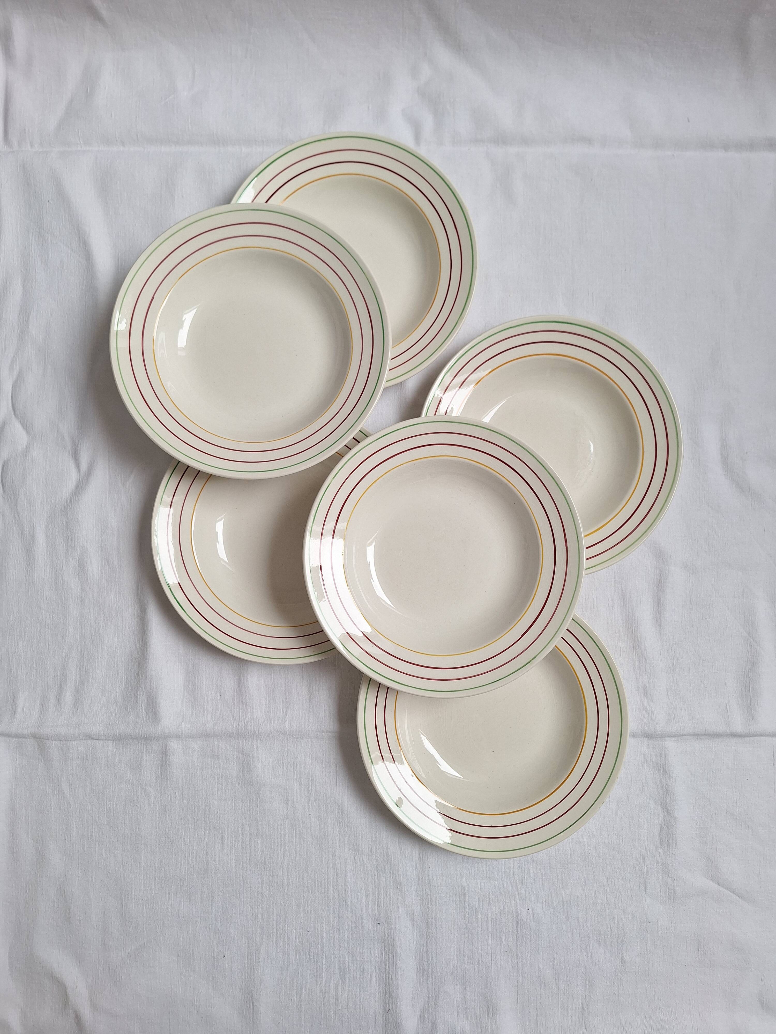 6 Assiettes creuses Gien modèle Jean vintage