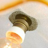 Mid-Century Italian Murano Glass and Brass Pendant Lamp