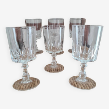 6 verres à vin Cristal d'Arques vintage années 70