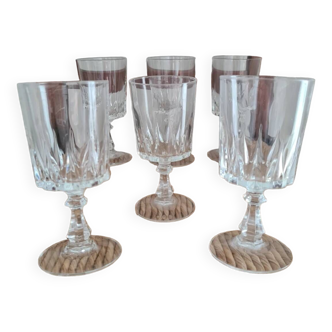 6 verres à vin Cristal d'Arques vintage années 70