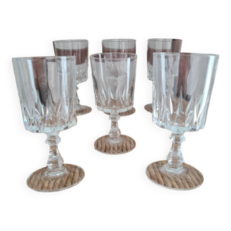 6 vintage Cristal d'Arques wine glasses from the 70s