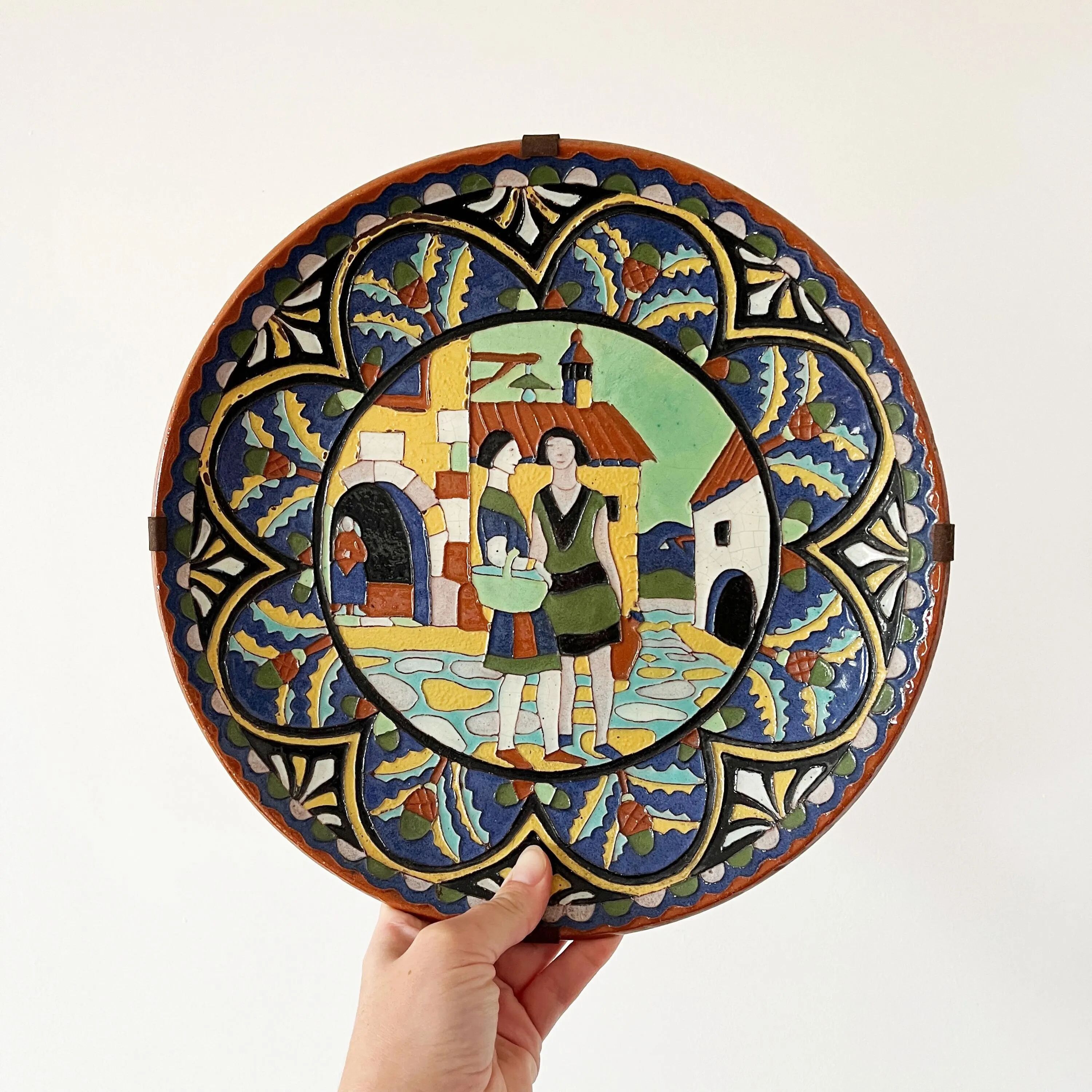 Large glazed terracotta dish