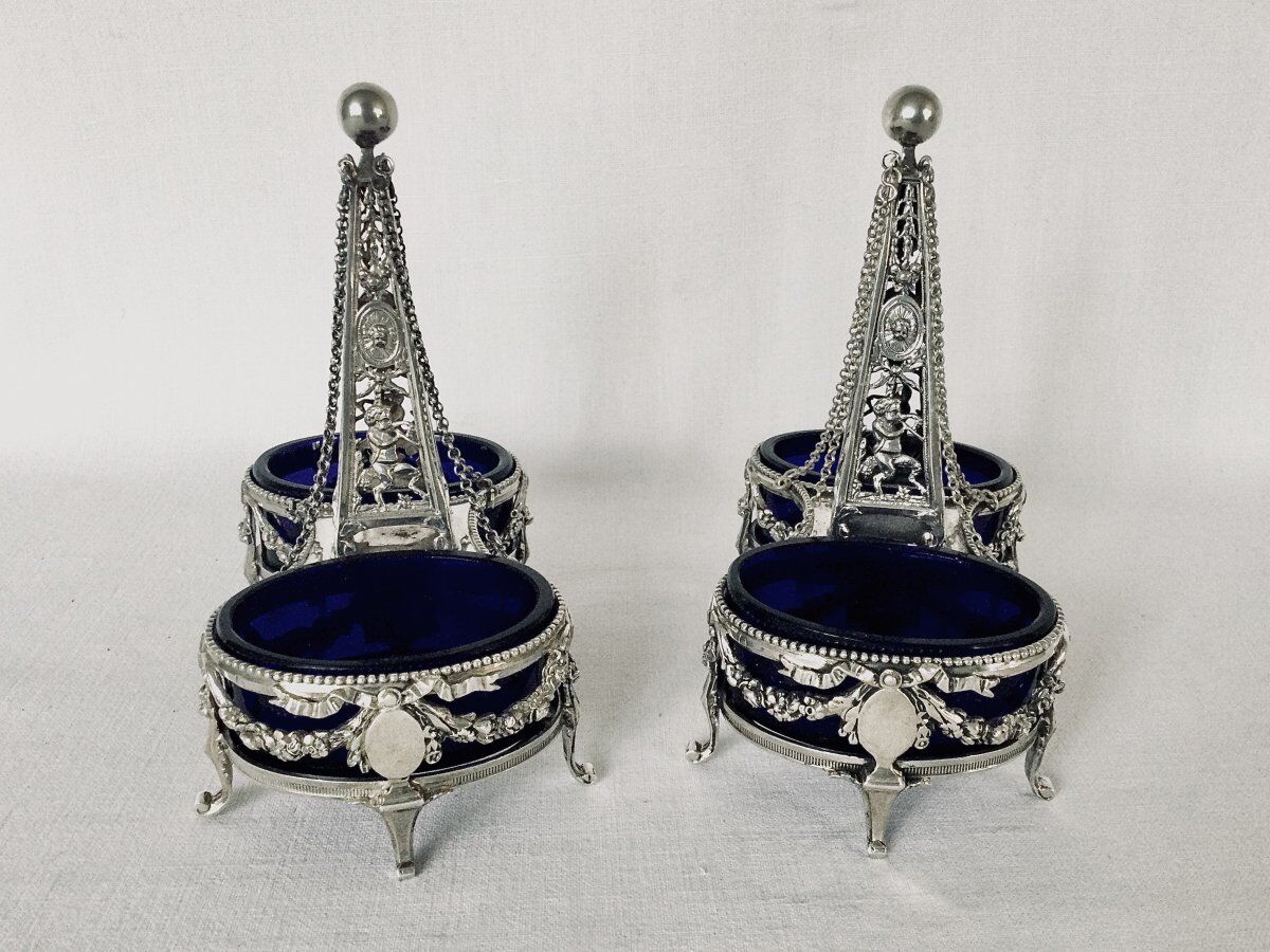 Pair of solid silver salt pans