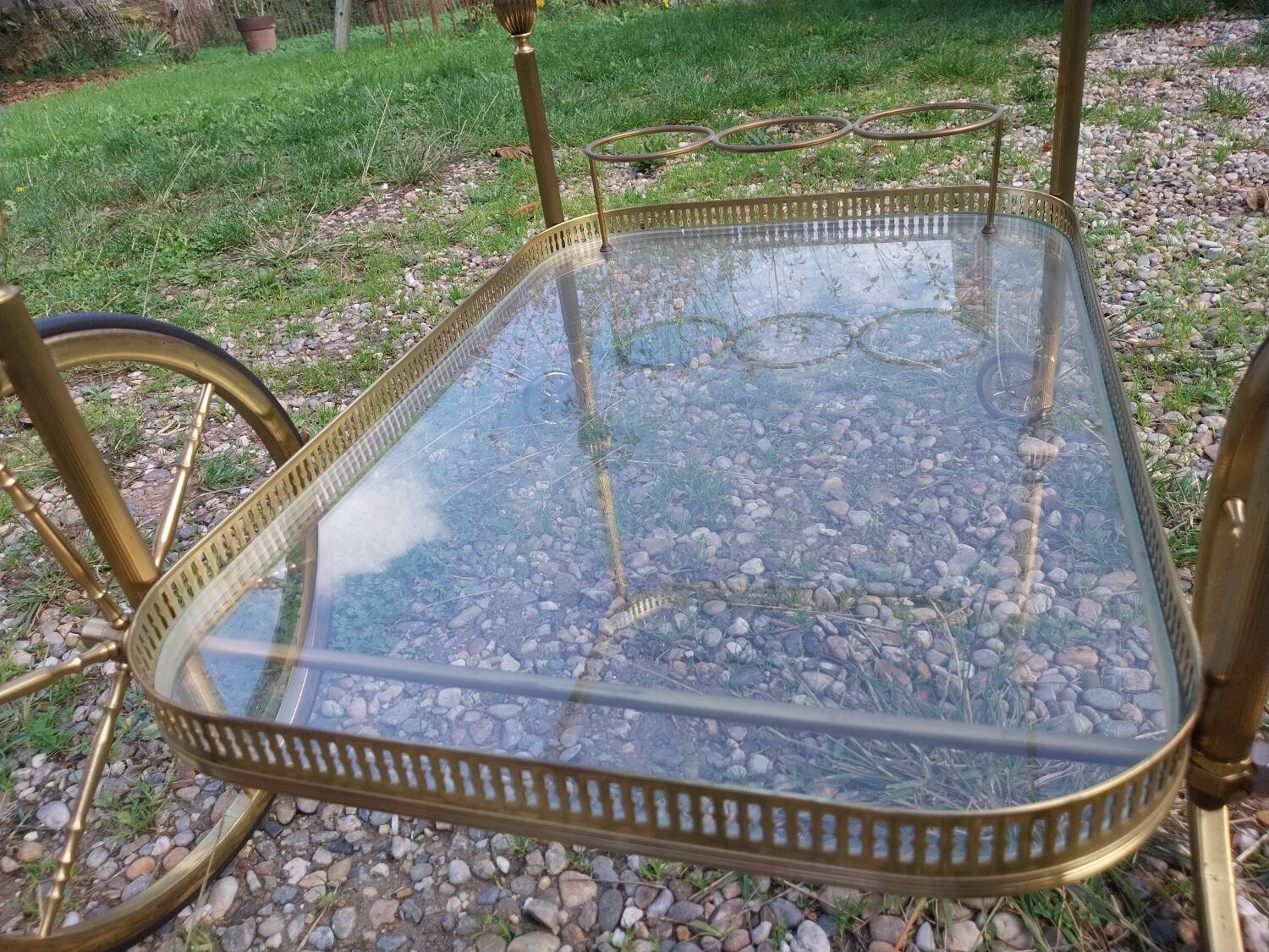 Gold-plated brass serving trolley