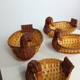 Set of 4 Vintage Wicker Ducks