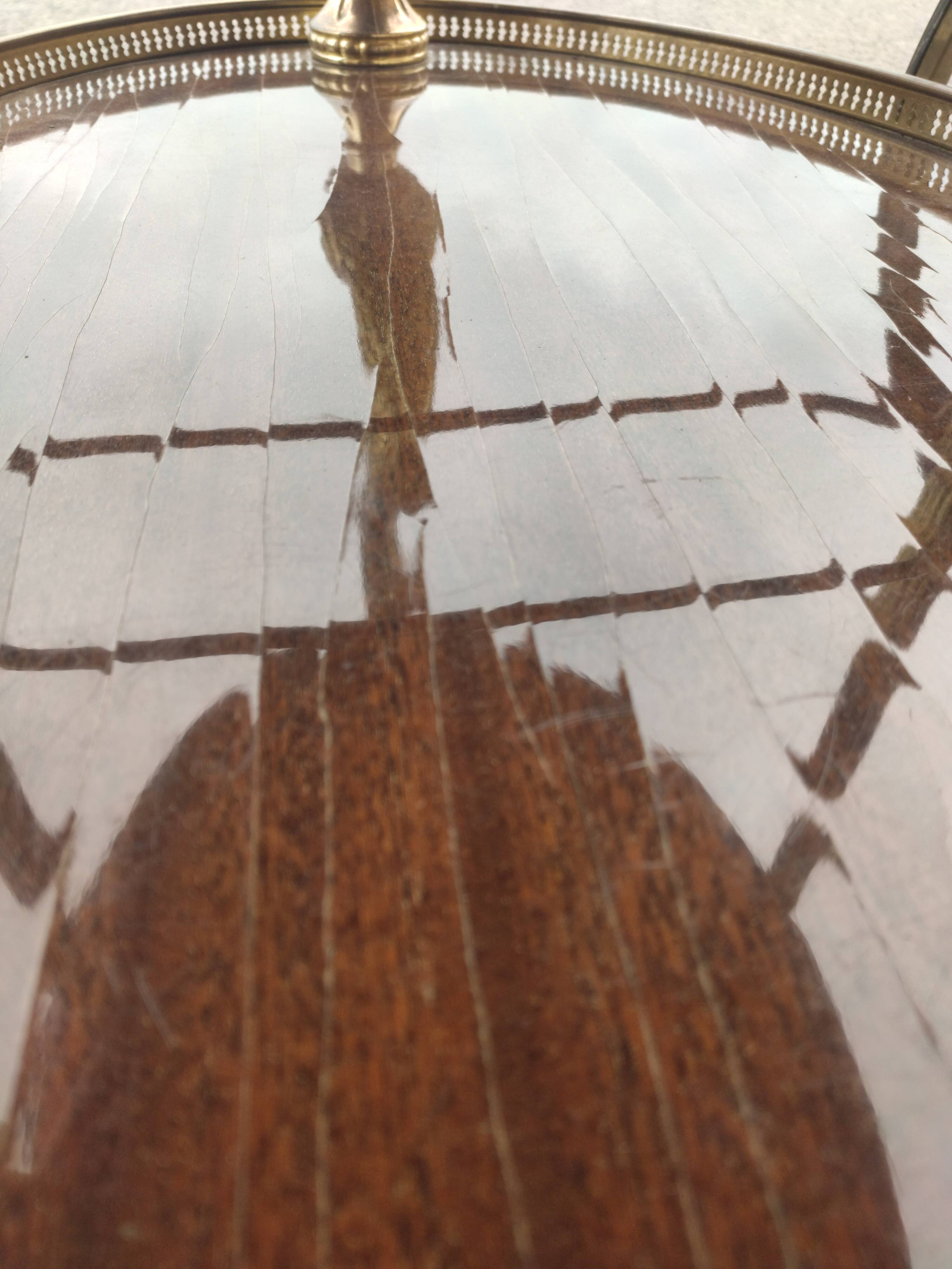 Double tray trolley in brass and formica