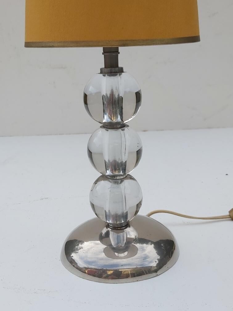 Art deco lamp in chrome metal and glass ball