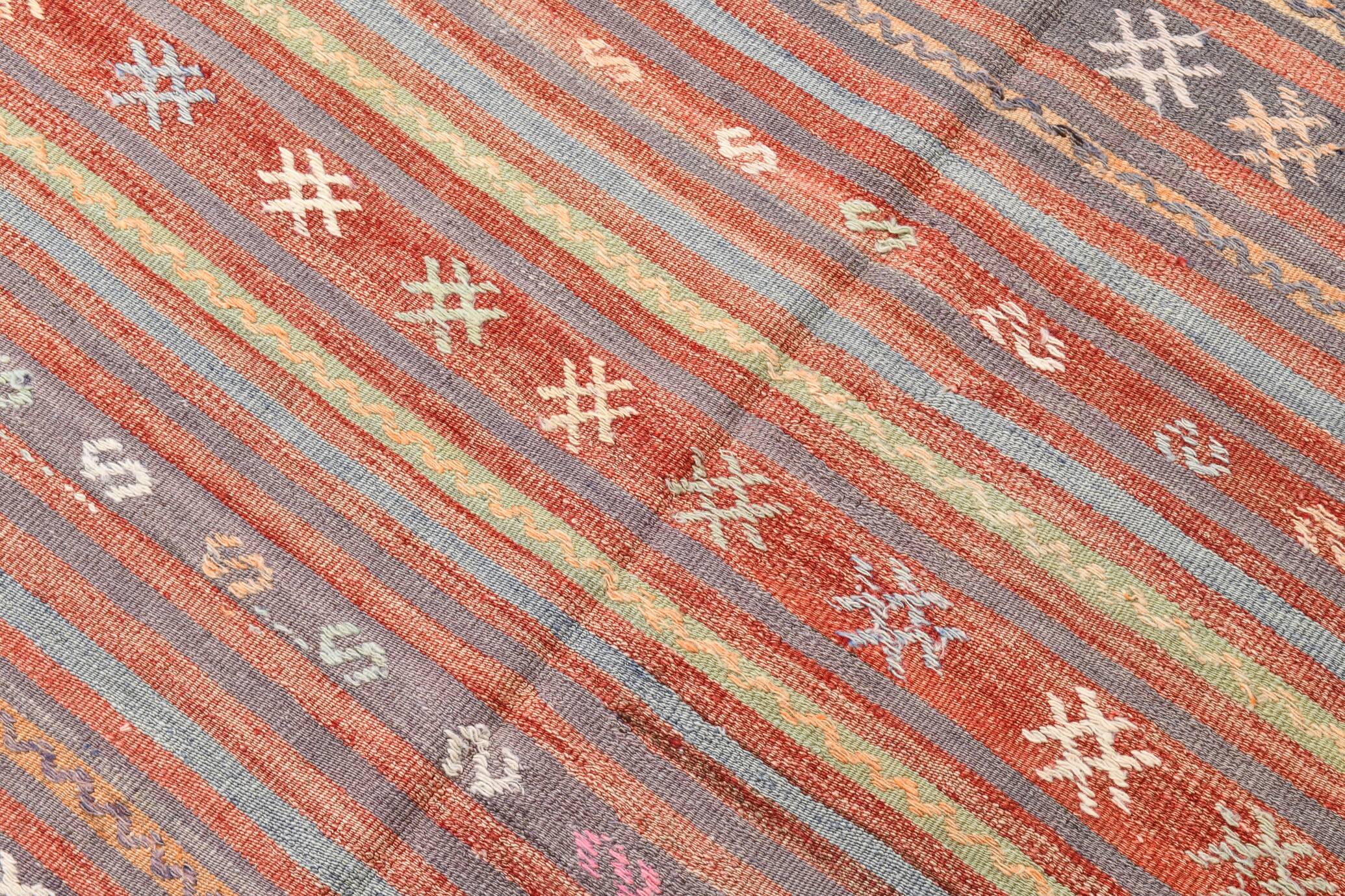 7x5 Red & brown Handmade Wool Kilim Rug,221x156 Cm