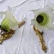 Pair of gilded metal glass paste sconces from the early 20th century