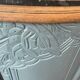 Buffet art déco (années 1920/1930) relooké vert sauge clair avec ses 3 plateaux en marbre et poignées d’origine