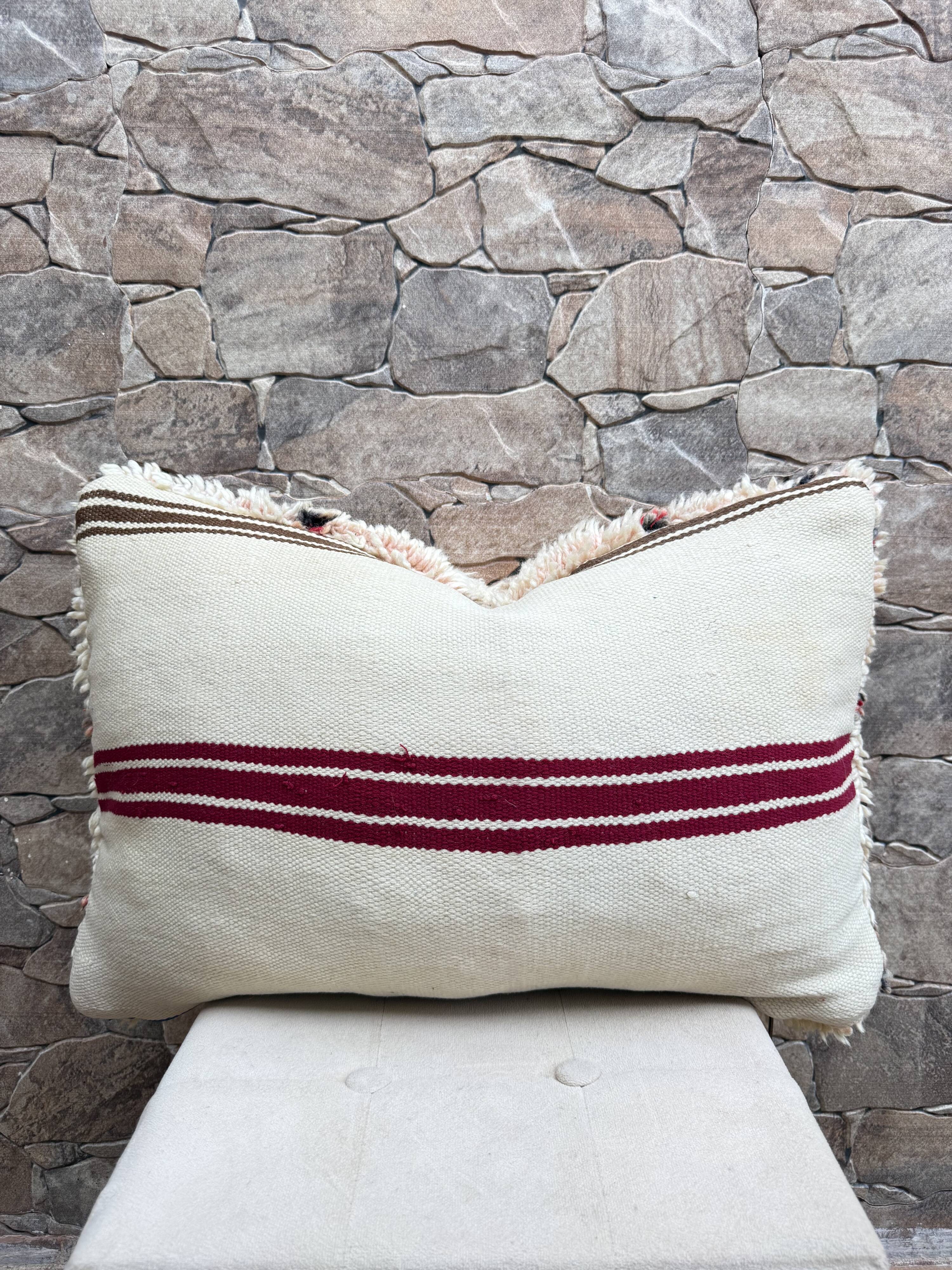 Vintage Berber wool cushion cover: Moroccan rug cushion,