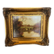 Golden wooden frame inspired by oil painting bridge