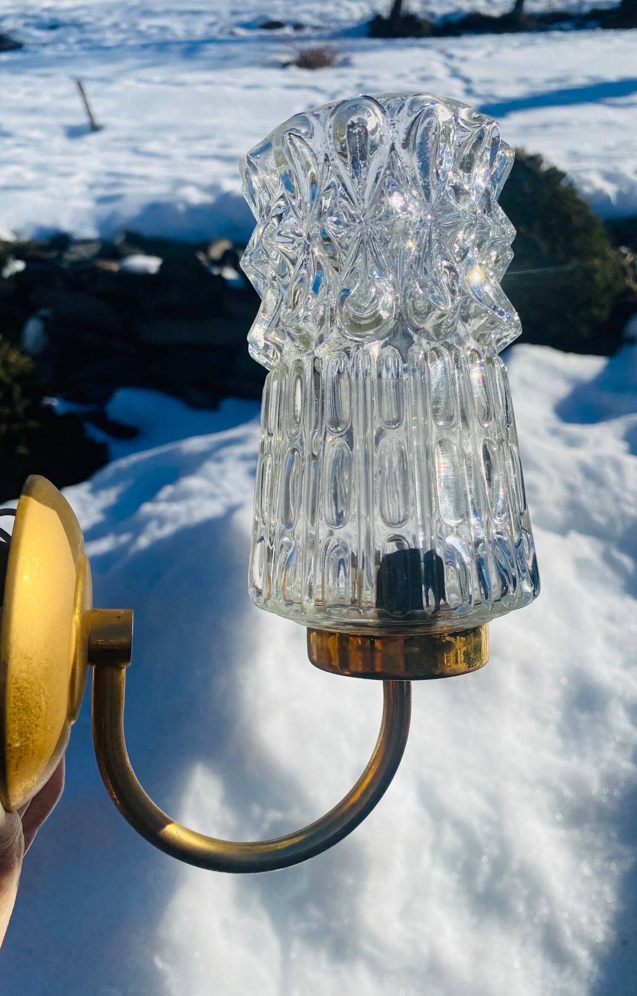 Vintage molded glass wall light